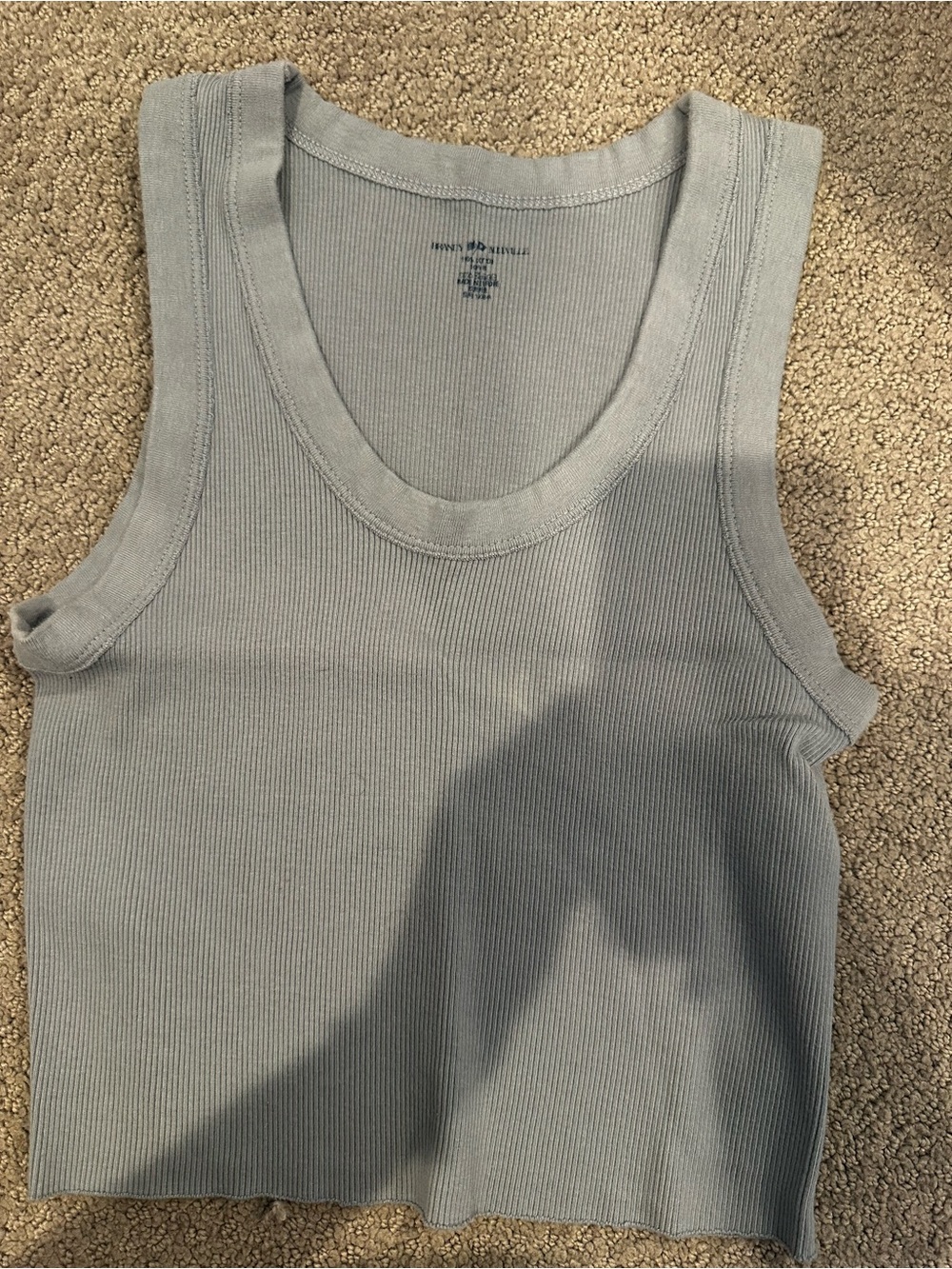 Ribbed Scoop Neck Tank Top - Light Blue